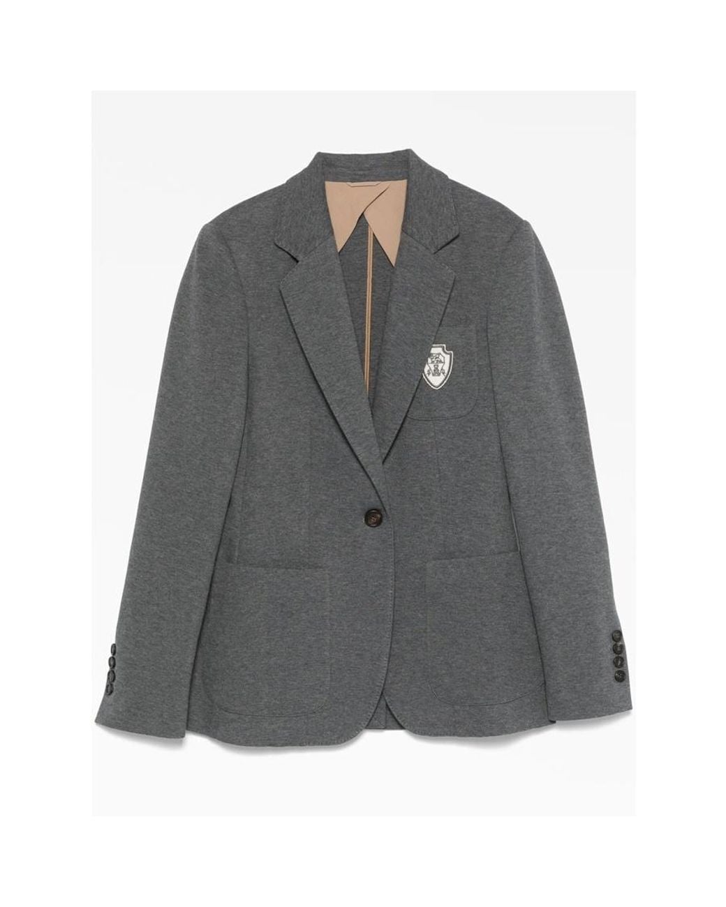 Brunello Cucinelli Gray Tailored Cotton Jacket, Brand Size 36 (Us for men