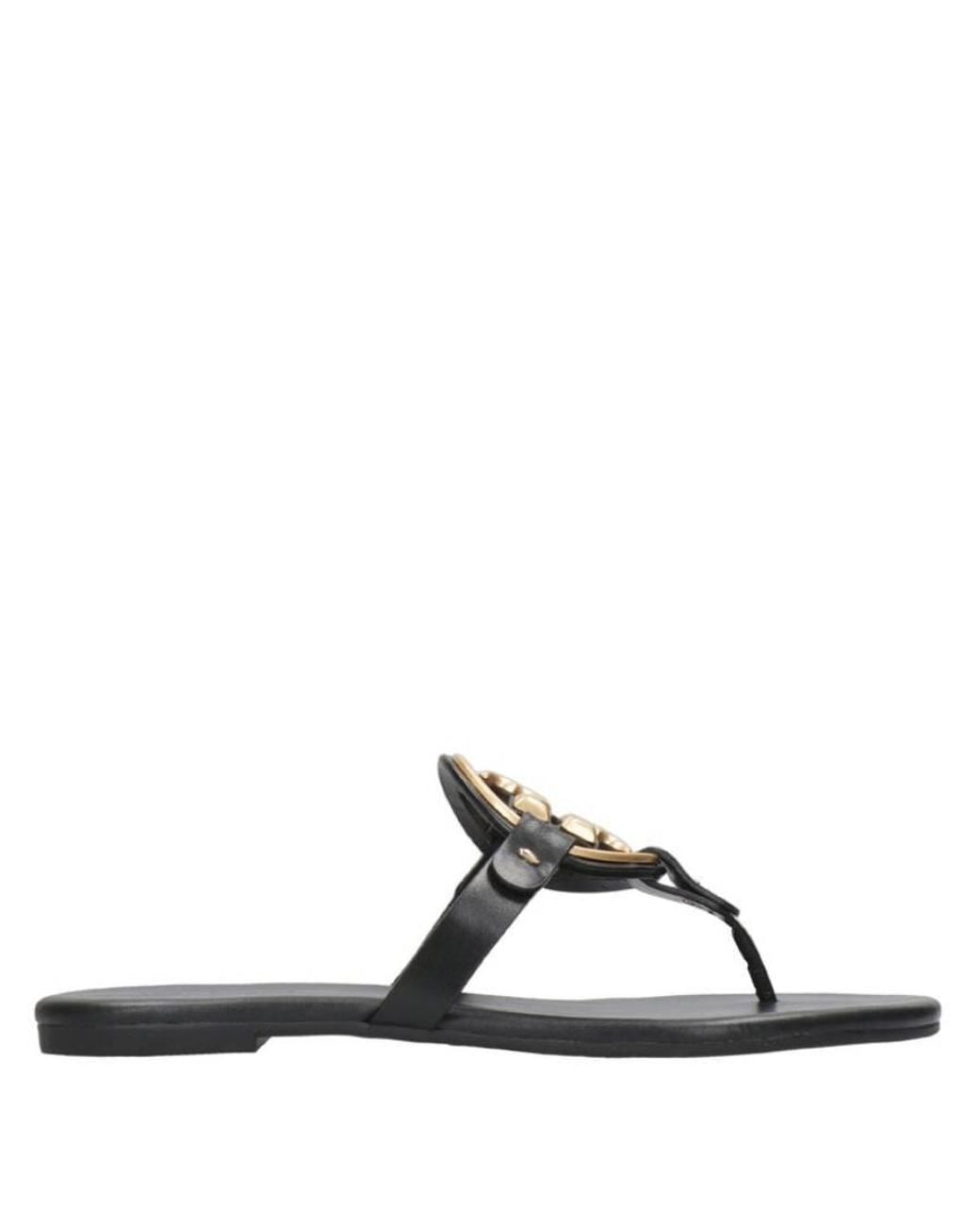 Tory Burch Black Miller Soft Metal Logo Sandals for men