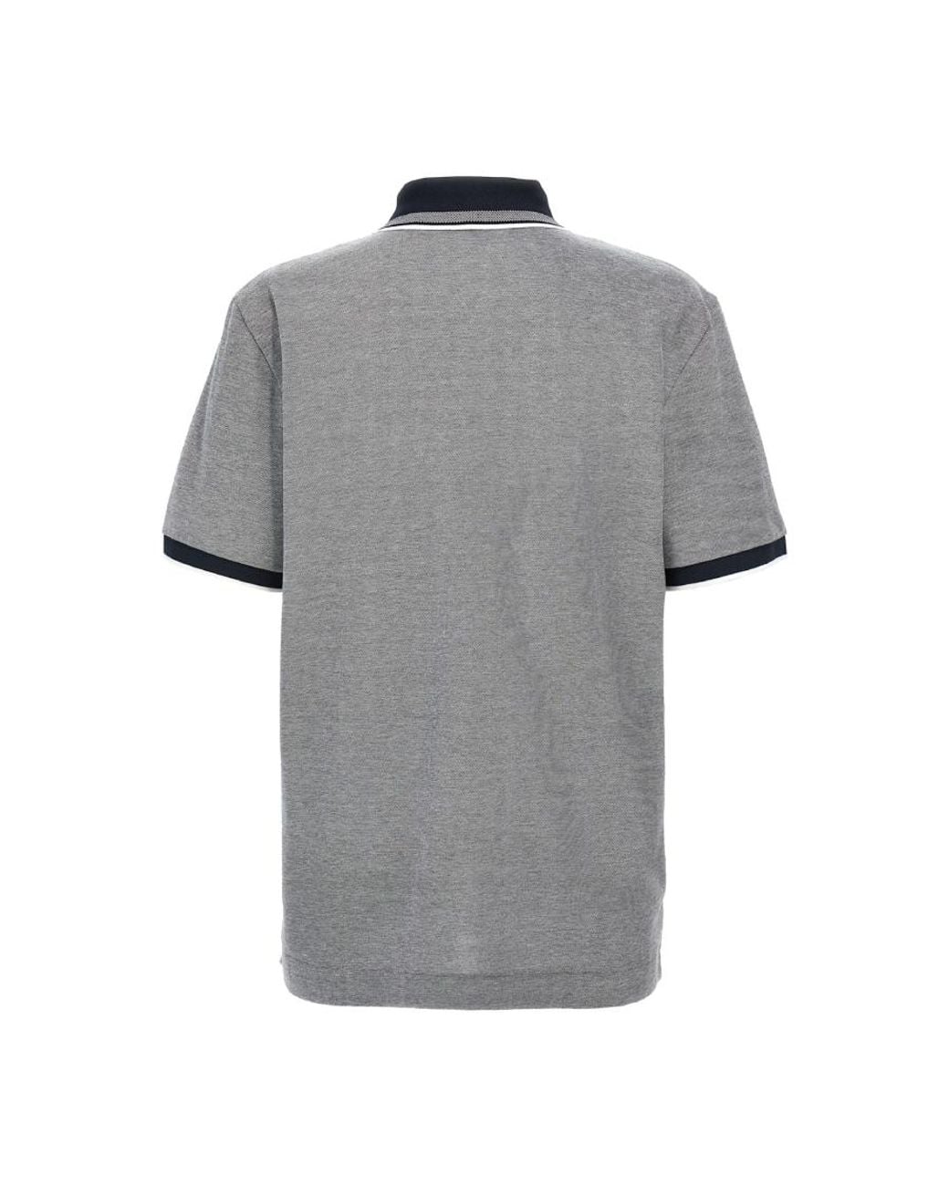 Boss Gray Logo-Detail Cotton Polo Shirt for men