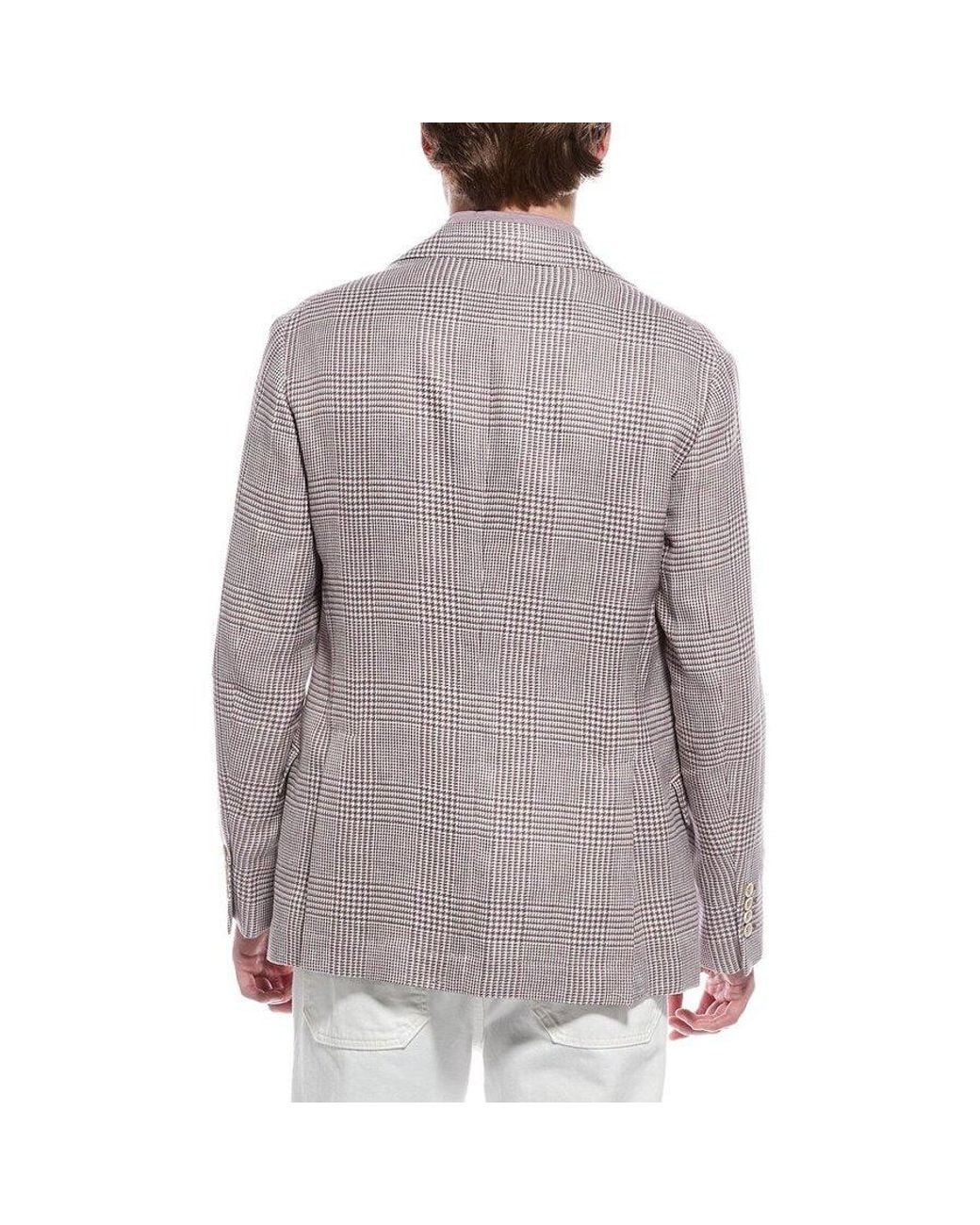 Brunello Cucinelli Gray Viola Linen Wool Deconstructed Blazer, Brand Size 44 (Us for men