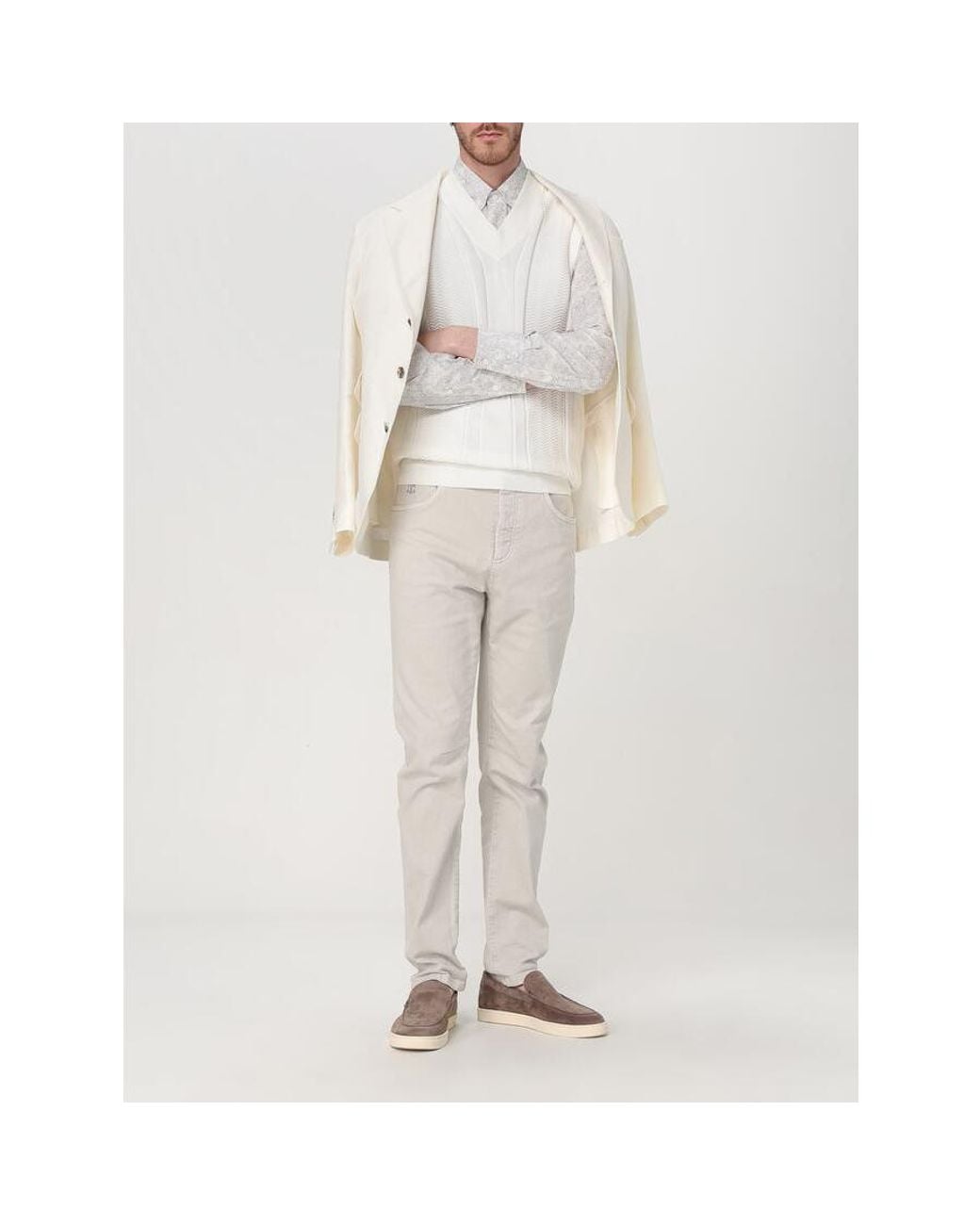 Brunello Cucinelli Natural Off Linen Wool Blazer, Brand Size 48 (Us for men