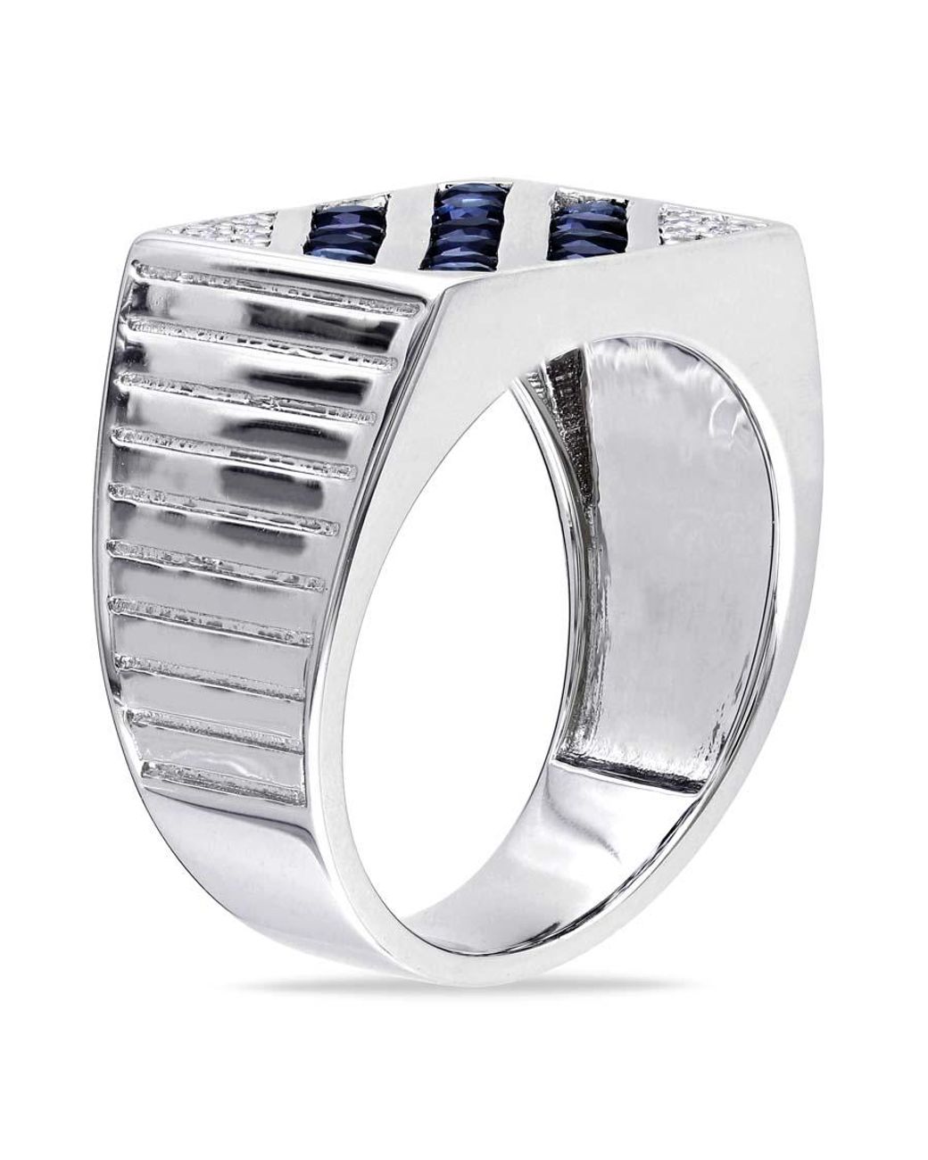 Amour Metallic And Sapphire Square Statement Ring for men