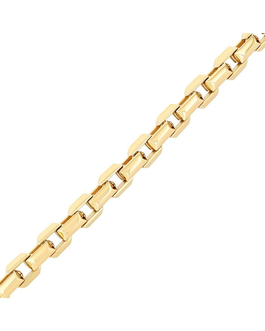 Robert Alton Metallic Stainless Steel With Finish Beveled Box Link Bracelet for men