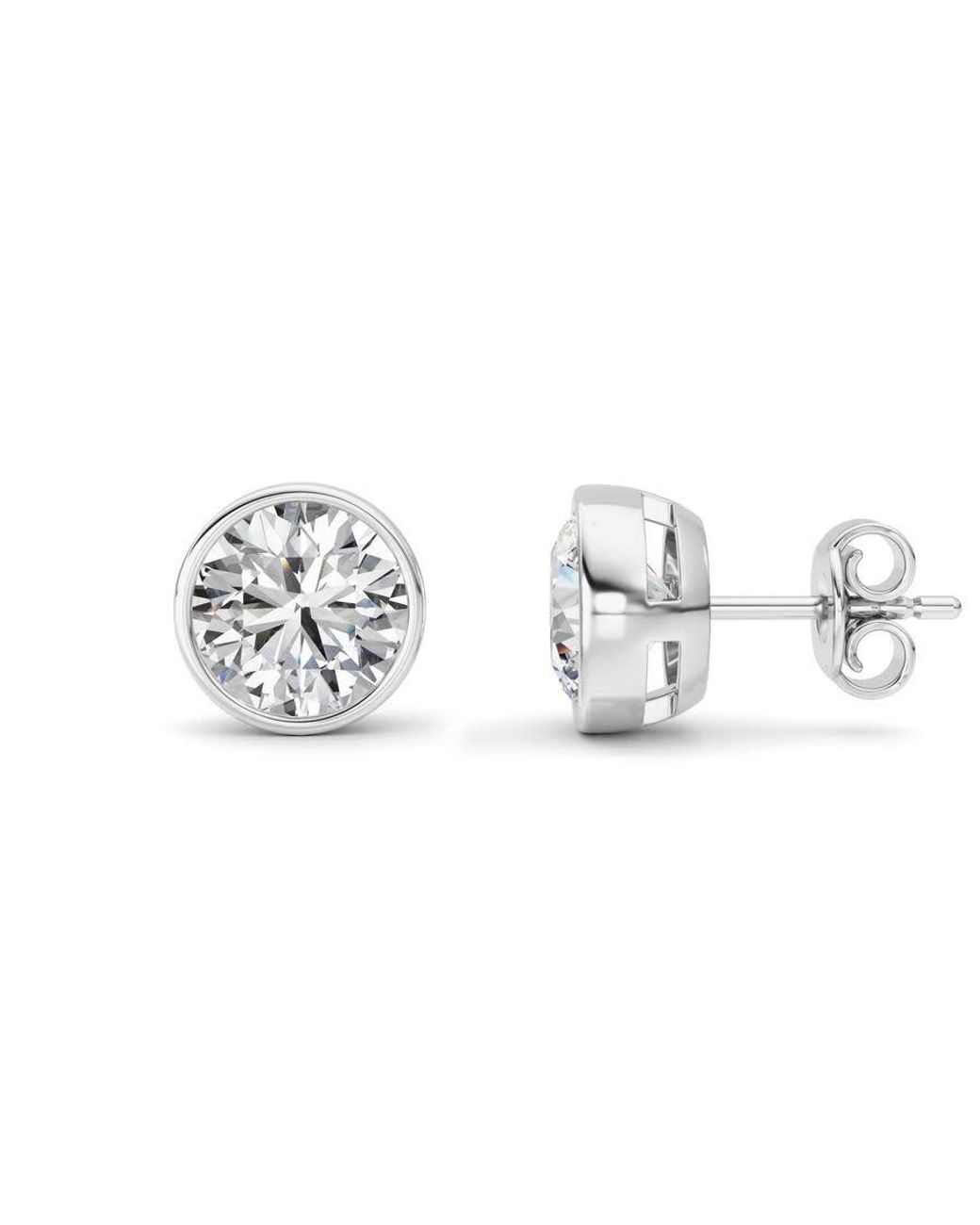 Mure And Co Metallic 4Ctw Round Shaped Lab Grown Diamond (F/Vs) Stud Earrings for men