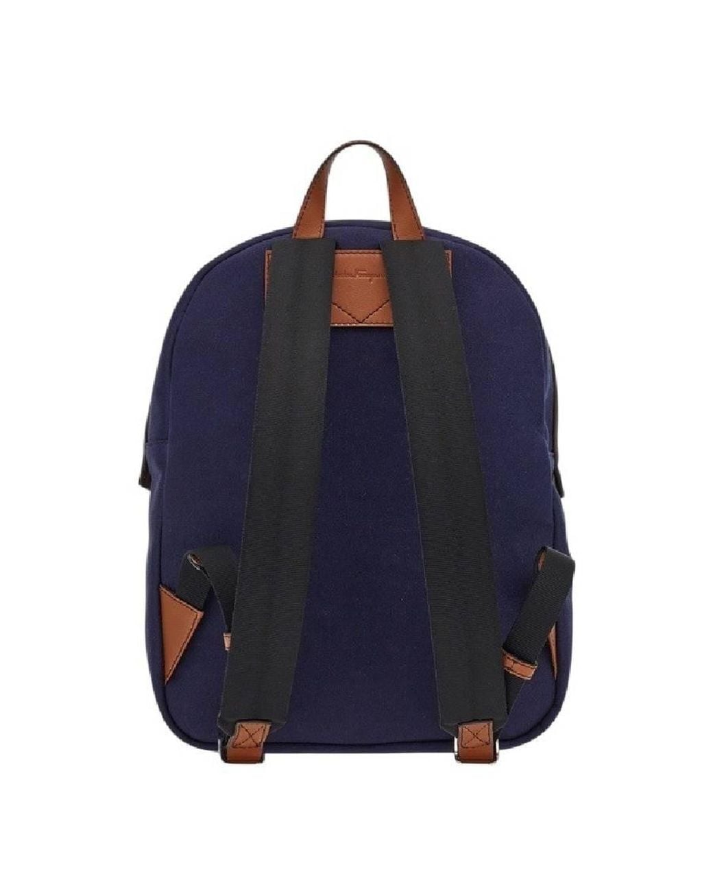 Ferragamo Blue 1927 Signature Logo Backpack for men
