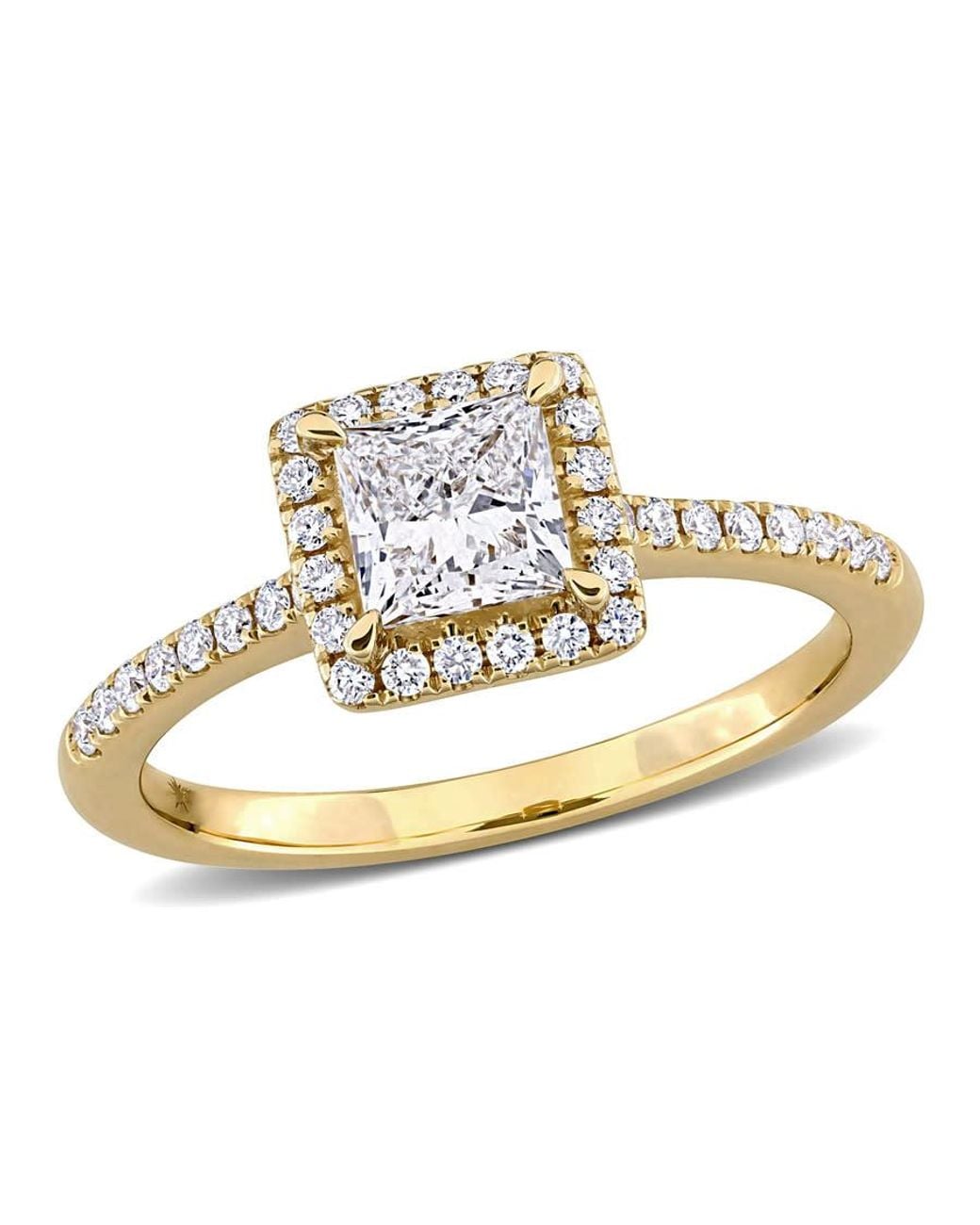 Created Forever Metallic 1Ct Tw Princess And Round-Cut Lab-Grown Diamond Halo Engagement Ring for men