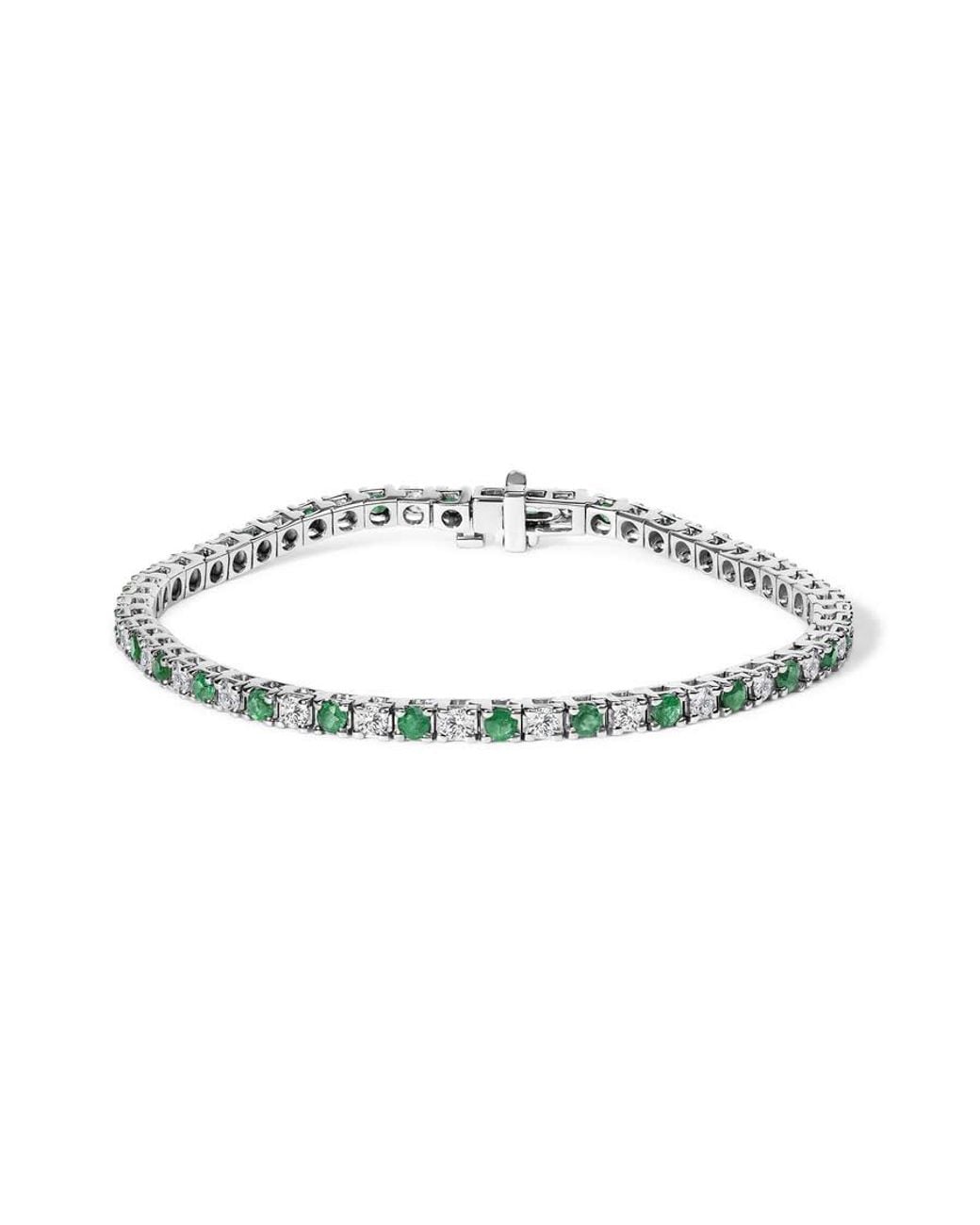 Haus of Brilliance Metallic 14K Alternating 1 1/2 Cttw Diamond And Emerald Tennis Bracelet for men