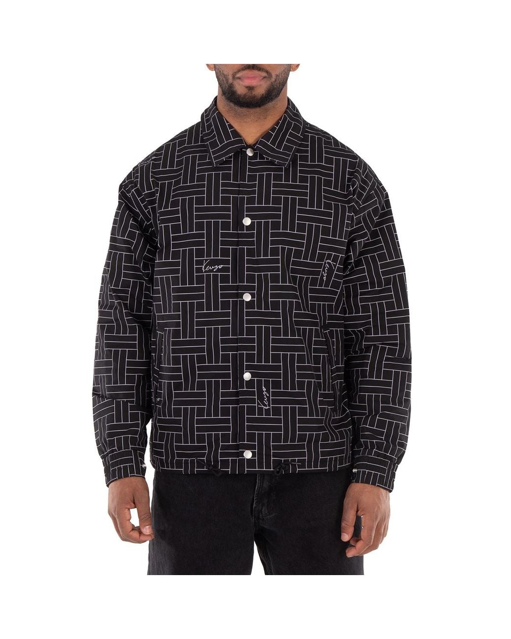 KENZO Black Weave Print Long Sleeve Jacket for men