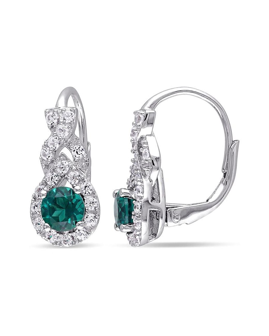 Amour Metallic Created Emerald And Sapphire Twist Leverback Earrings for men