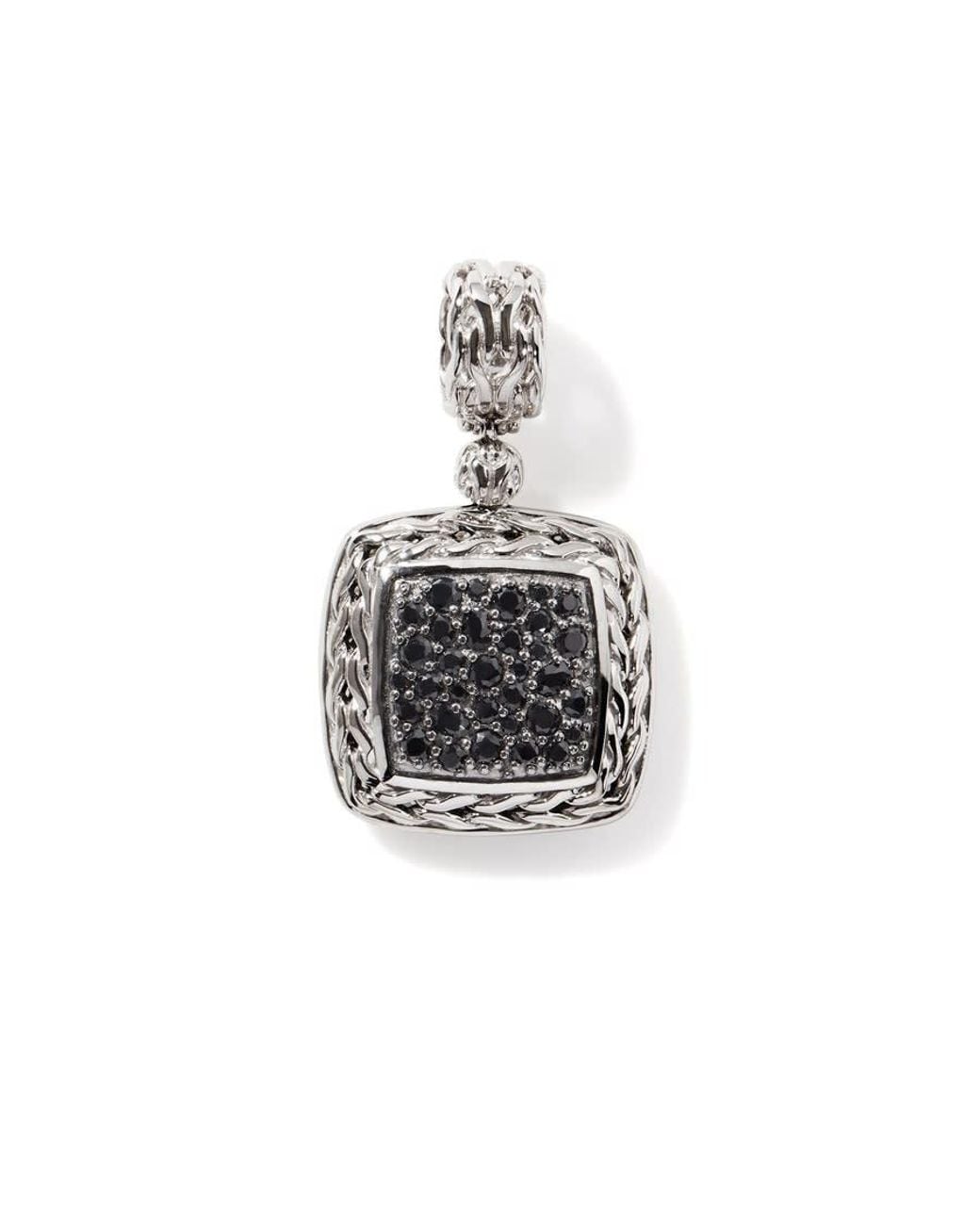 John Hardy Black Classic Chain Medium Square Sapphire Pendant for men