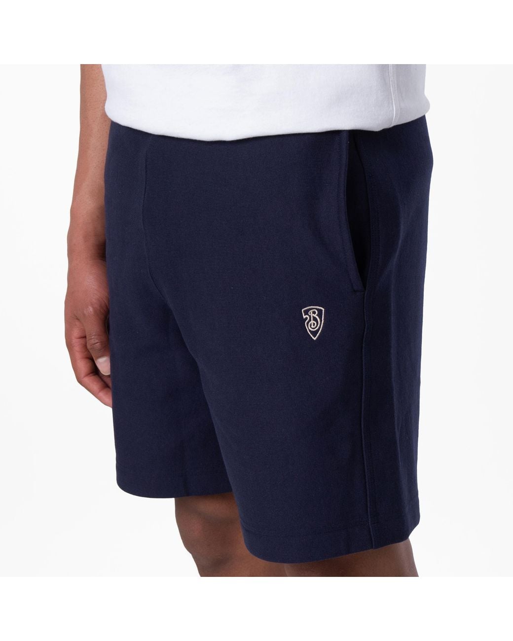Burberry Blue B-Shield Embroidered Cotton-Blend Shorts for men