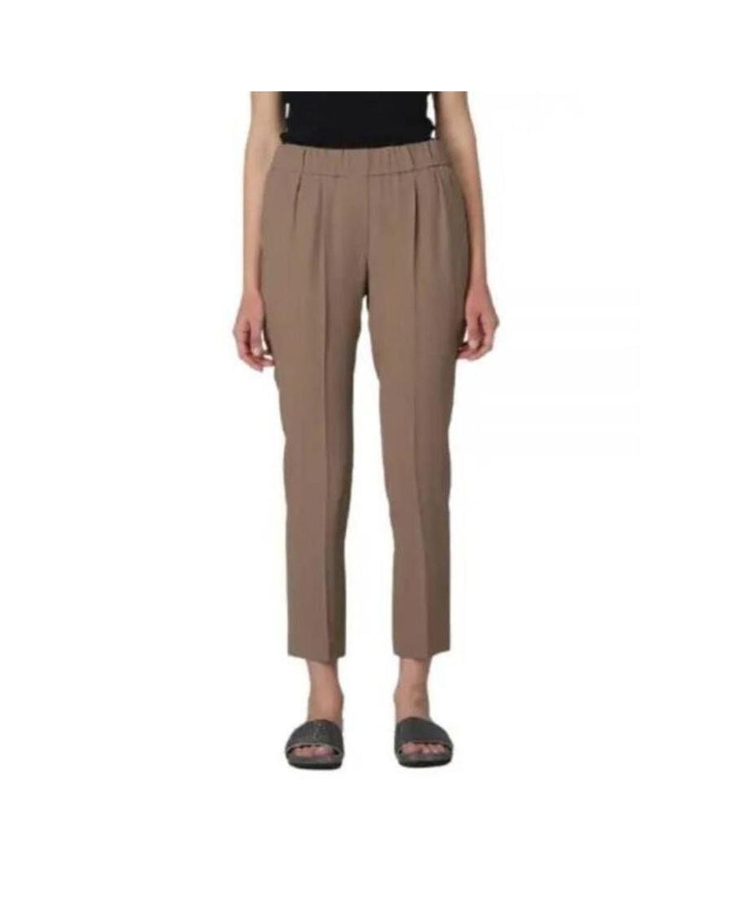 Brunello Cucinelli Brown Silk Blend Tapered Trousers, Brand Size 46 (Us for men