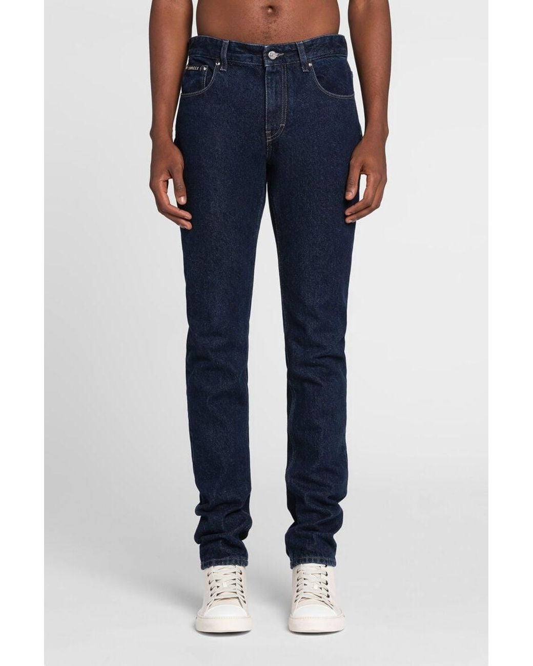 Roberto Cavalli Blue Slim-Cut Animalier Patchwork Jeans, Waist for men