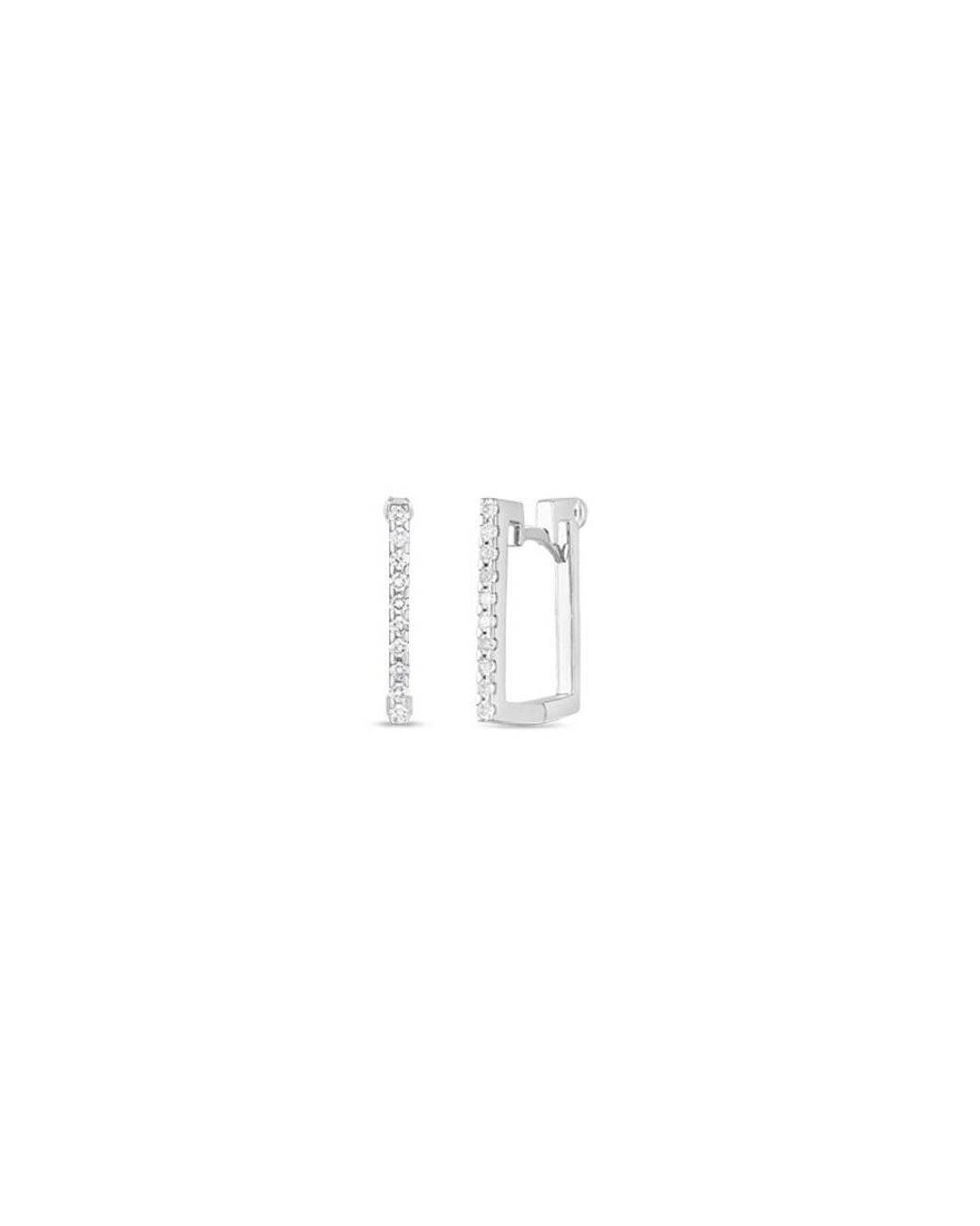 Roberto Coin White Gold Diamond Square Hoop Earrings for men
