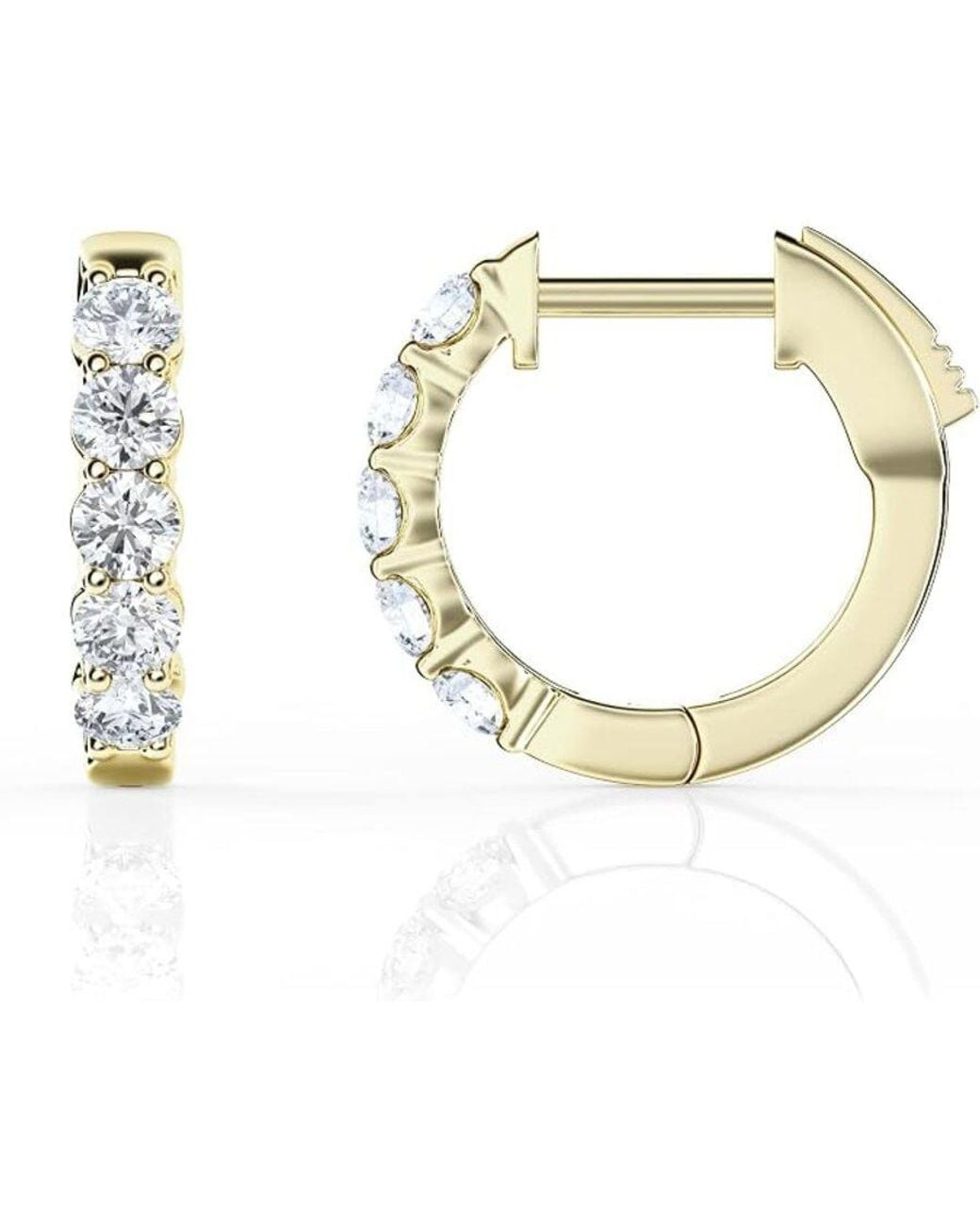 Brilliant Diamond Metallic 0.50 Carat Round Lab Grown Diamond Huggie Hoop Earrings for men