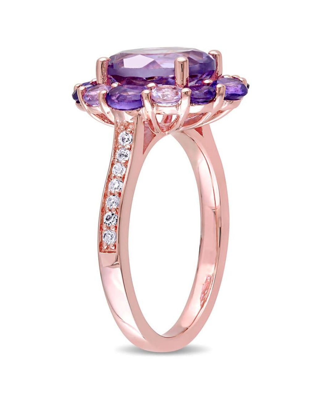 Amour Purple 3 3/4 Ct Tgw Amethyst, Topaz And Rose De France Floral Ring for men