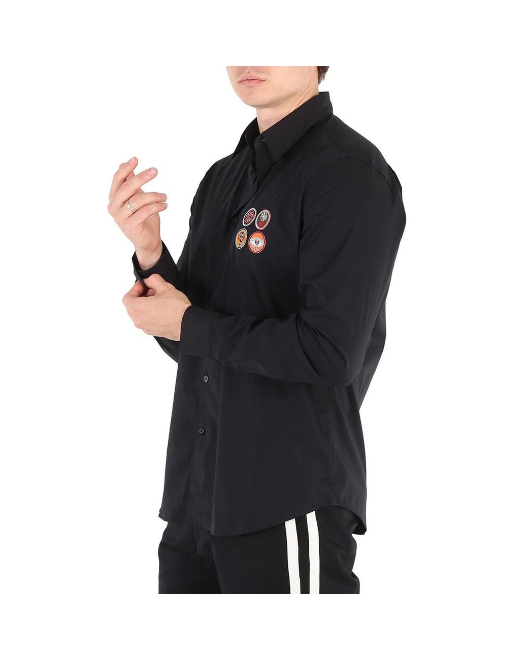 Roberto Cavalli Black Slim Fit Lucky Symbols Shirt, Brand Size 50 (Us for men