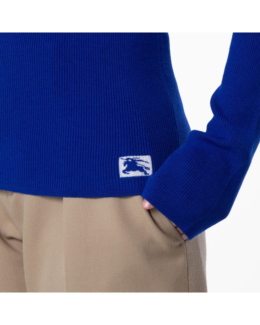 Burberry Blue Equestrian Knight Roll-Neck Jumper for men