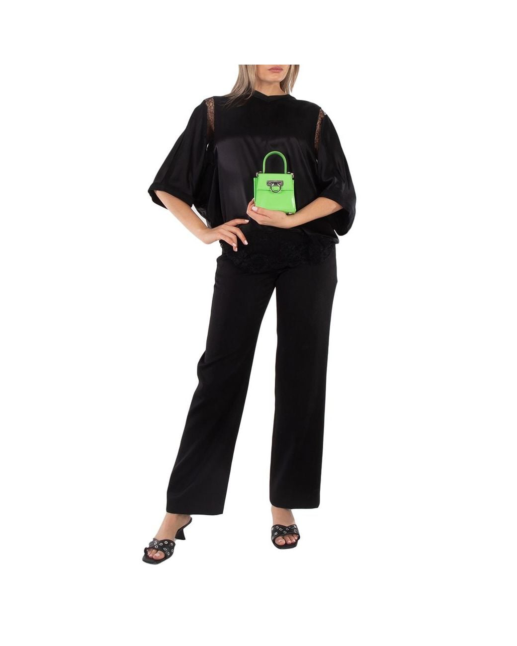 Ferragamo Green Ladies Micro Iconic Top Handle Bag