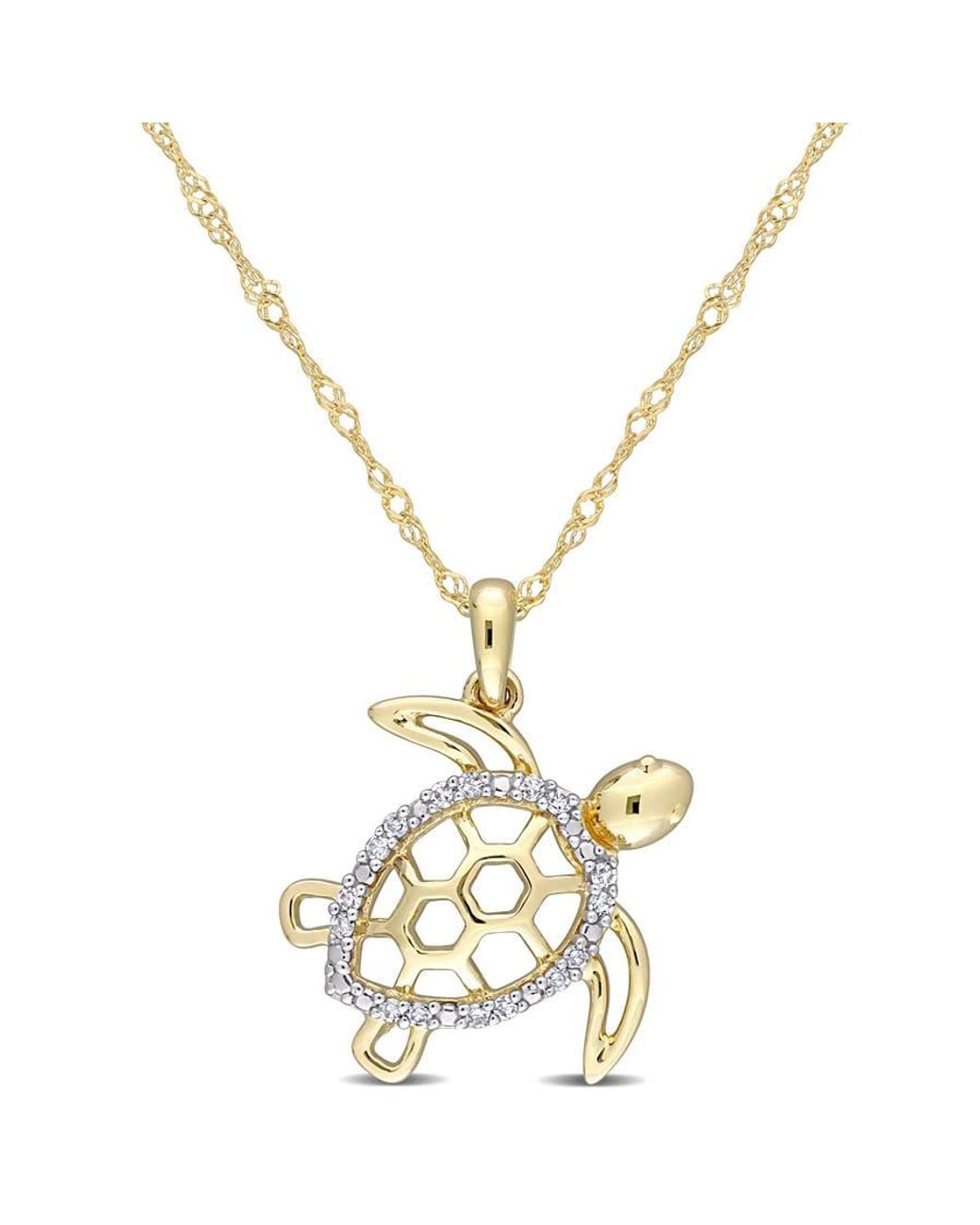 Amour Metallic Diamond Accent Sea Turtle Pendant With Chain for men