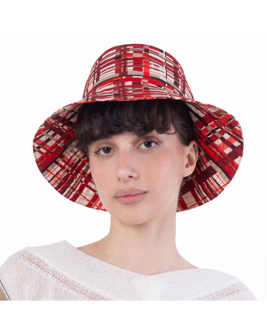 Ferragamo Red Patterned Cotton Bucket Hat for men
