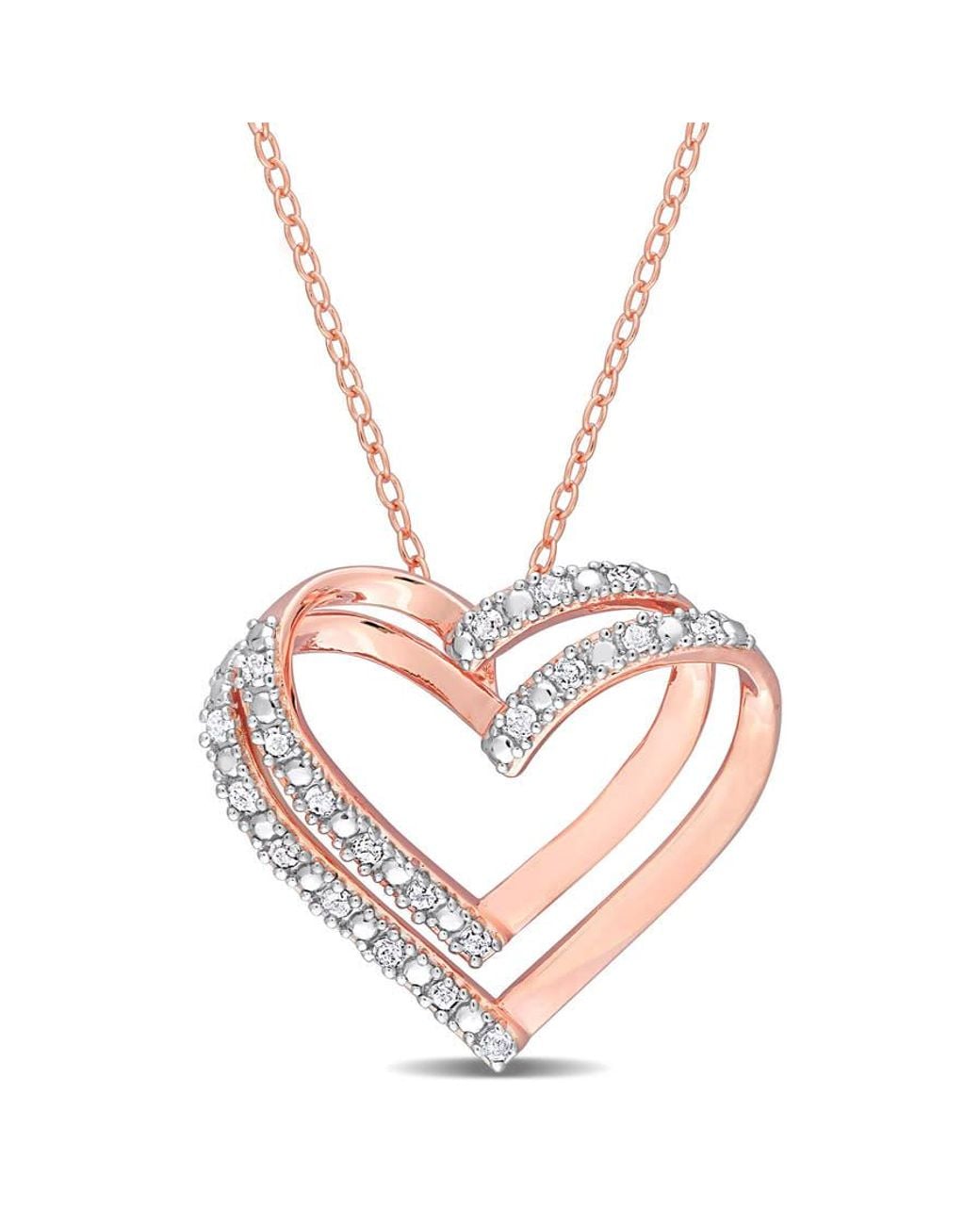 Amour Pink 1/5 Ct Tw Diamond Open Heart Pendant With Chain for men