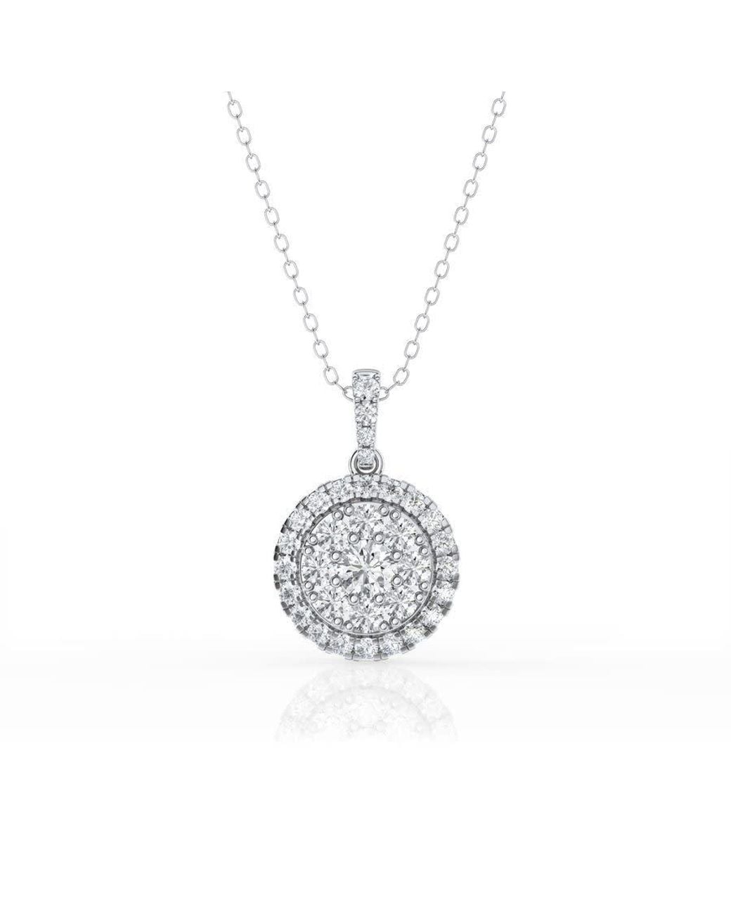 Brilliant Diamond White 1 Carat Round Lab Grown Halo Diamond Pendant Necklace for men