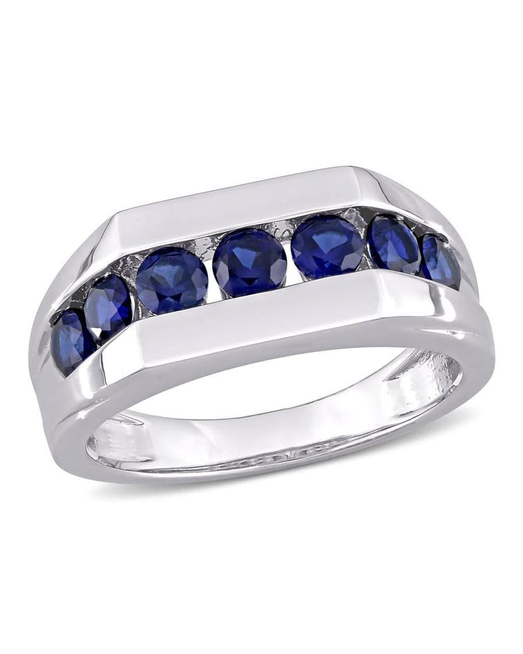 Amour Blue 1 1/4 Ct Tgw Created Sapphire Channel Set Ring for men