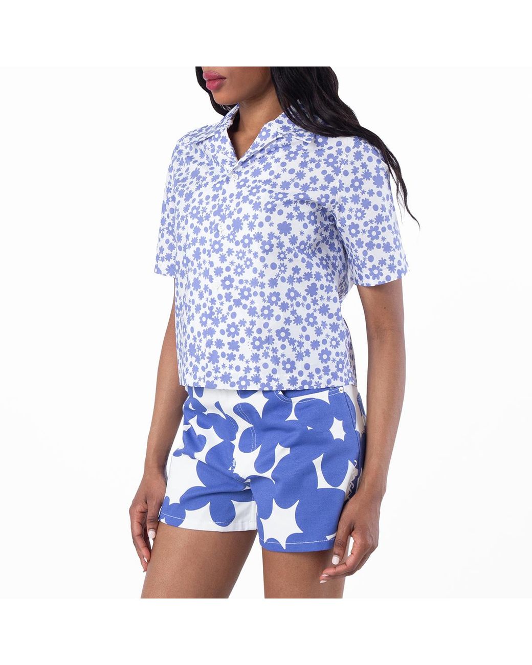 Marni Blue All Over Print Silk Shirt