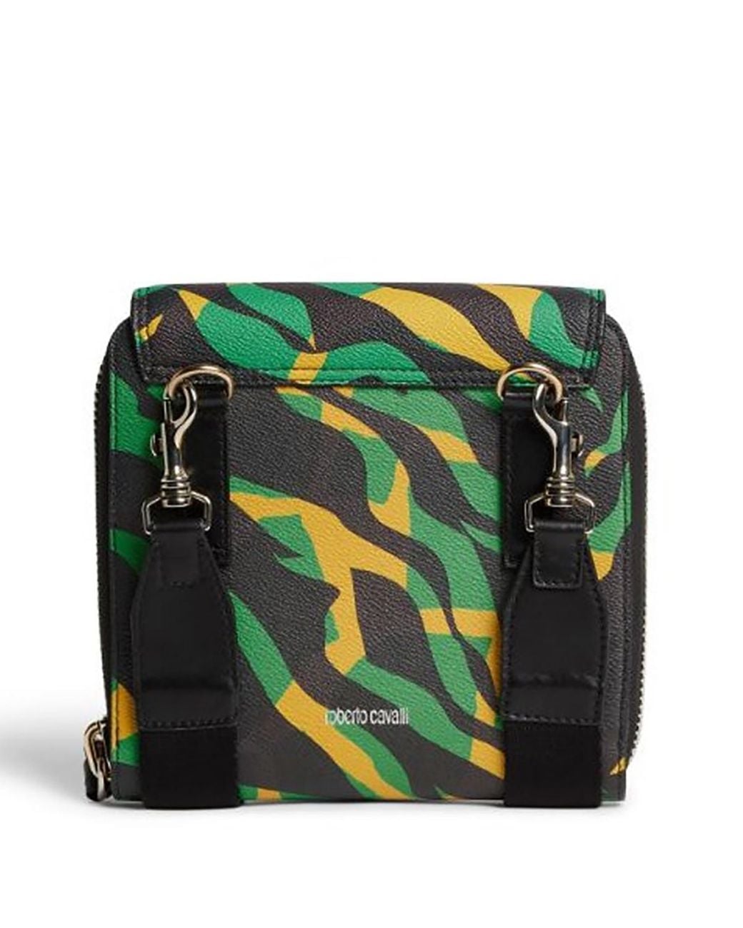Roberto Cavalli Green Tiger Twiga Print Messenger Crossbody Bag for men