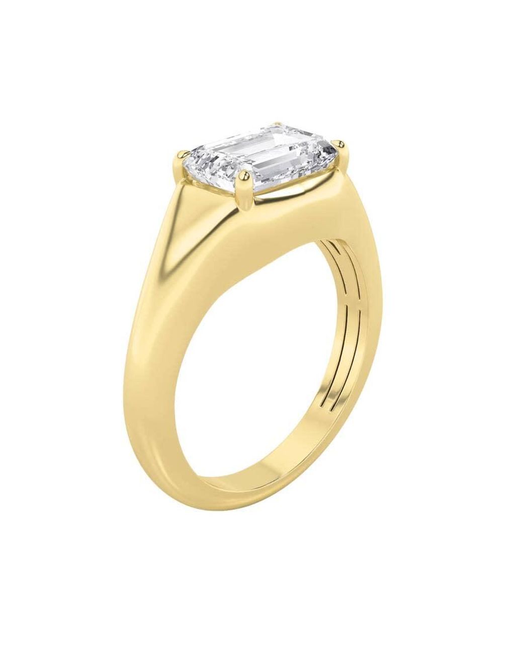 Mure And Co Metallic 2Ctw Emerald Shaped Lab Grown Diamond (F/Vs) East West Solitaire Ring for men