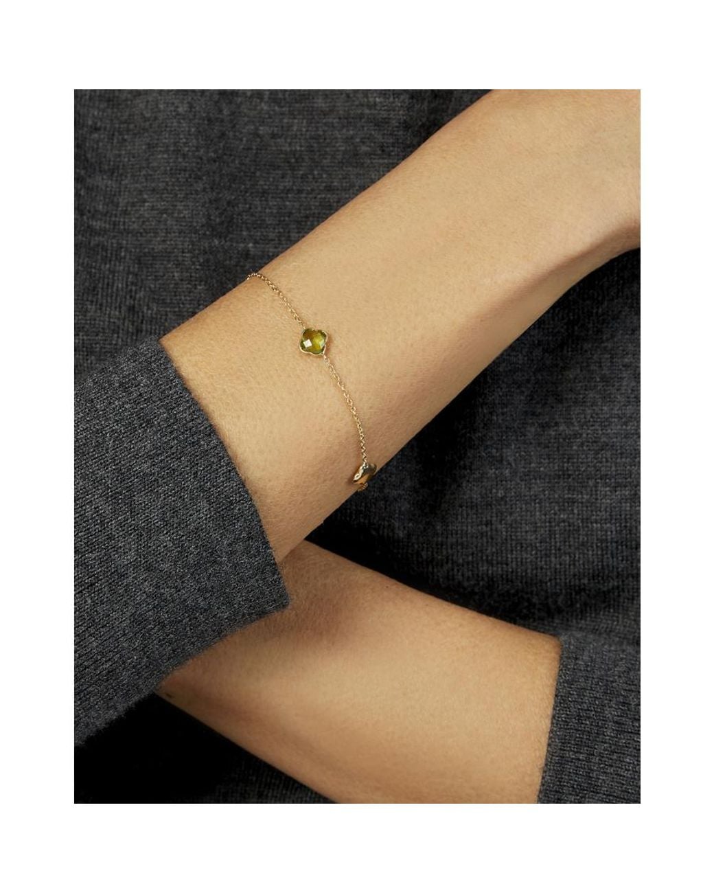 Kylie Harper Metallic Ladies 14K Peridot Clover Gemstone Station Bracelet for men