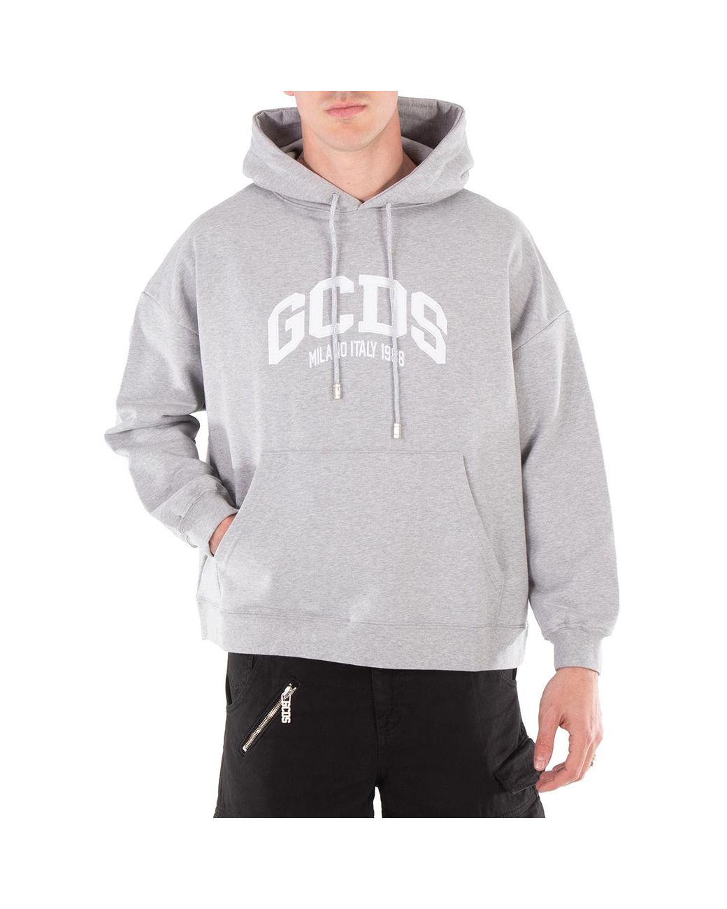 Gcds Gray Logo Lounge Hoodie for men