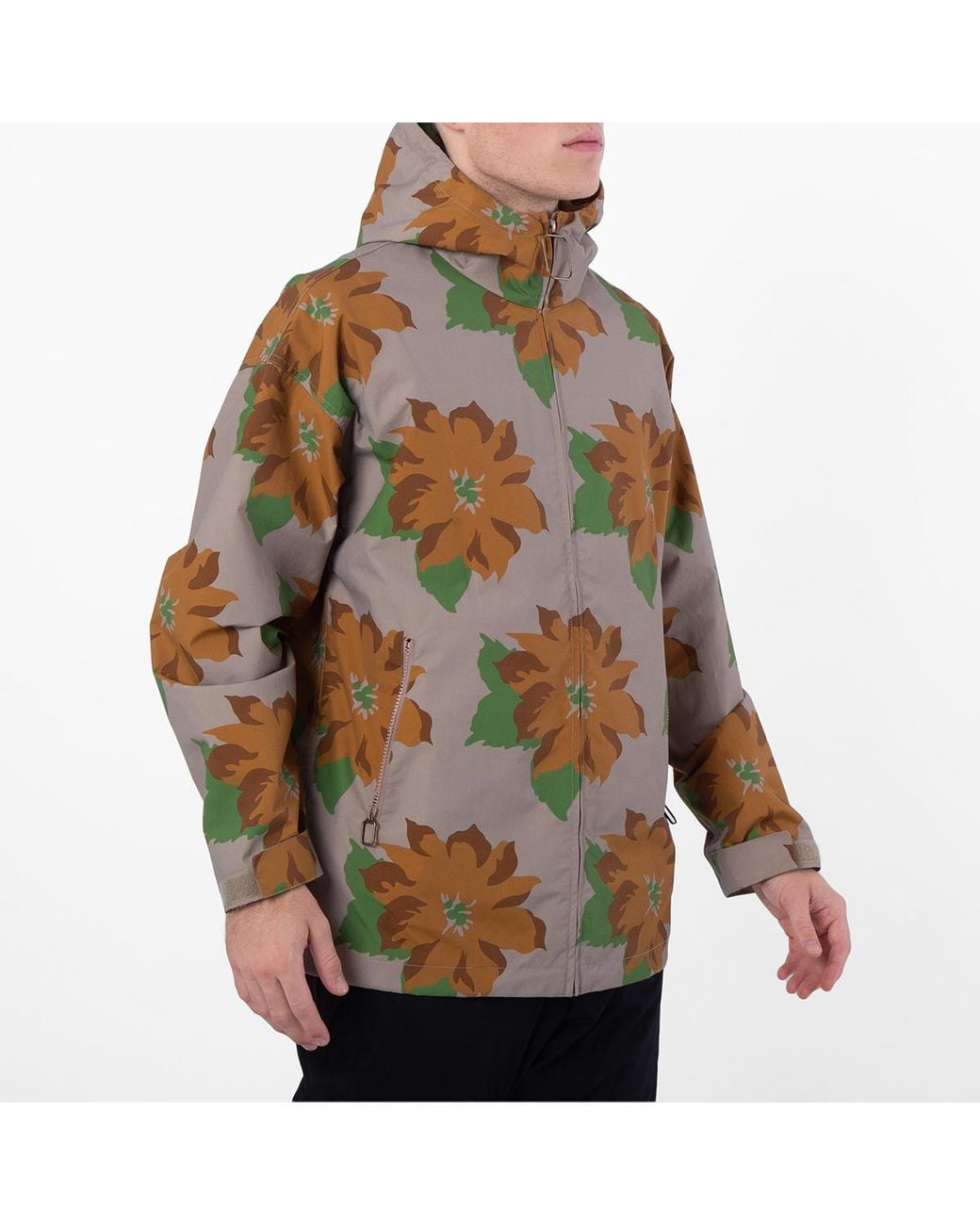J.W. Anderson Brown Floral Print Hooded Jacket for men