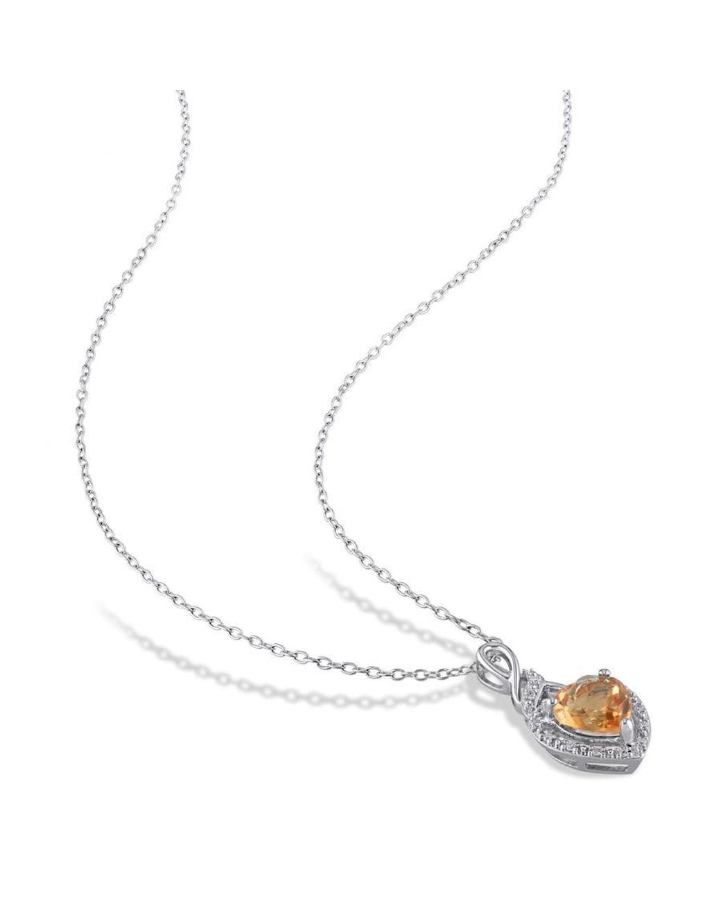 Amour Metallic Diamond And Citrine Heart Twist Pendant With Chain for men