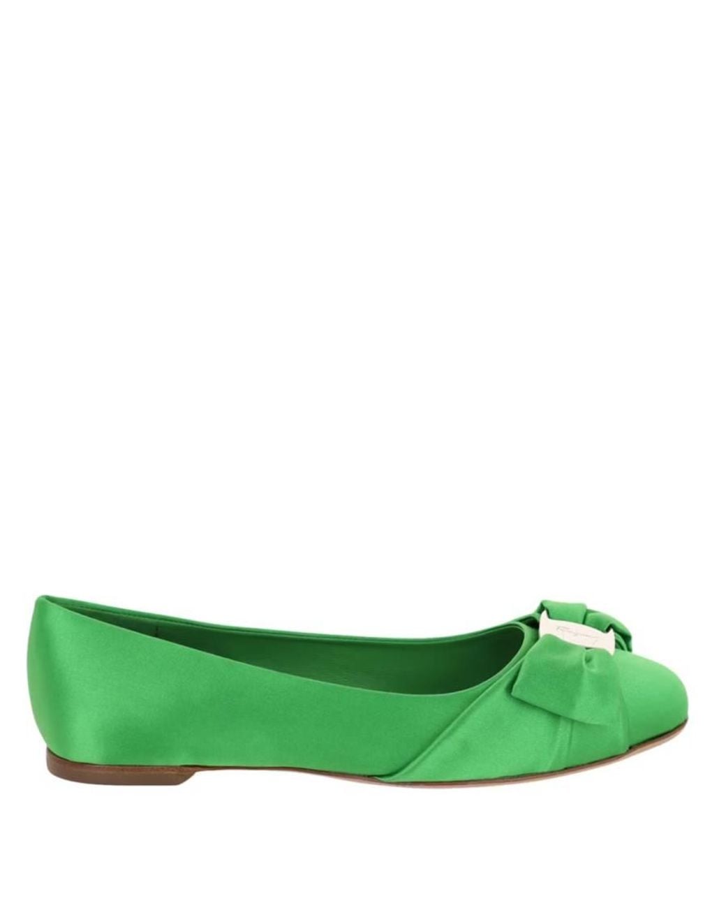 Ferragamo Green Vara Bow Ballet Flats