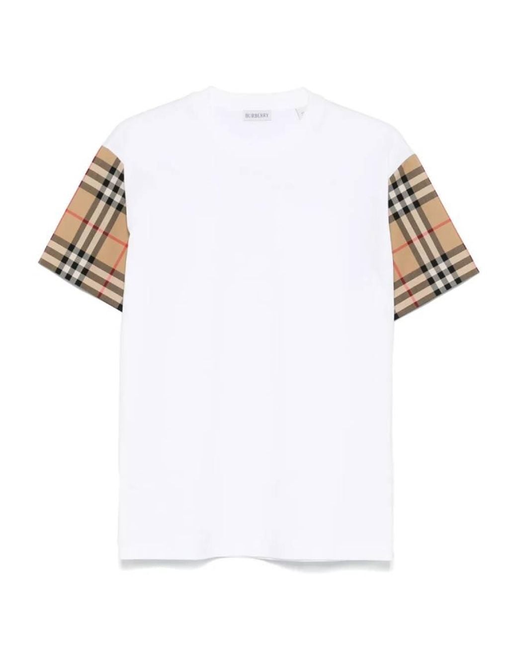 Burberry White Vintage Check Sleeve Oversized T-Shirt for men