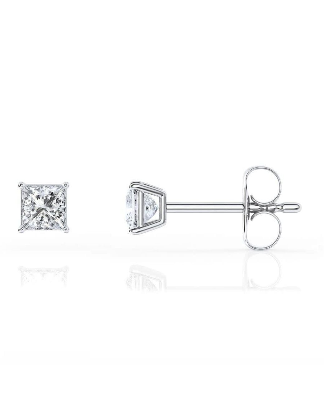 Brilliant Diamond Metallic 1/3 Carat Princess Cut Lab Grown Diamond Stud Earrings for men