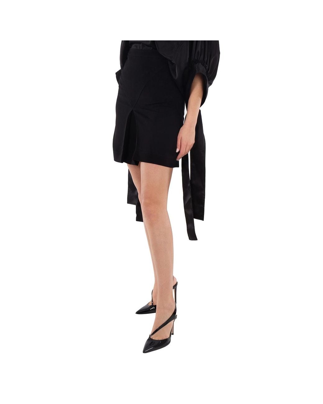 Burberry Black Front-Slit Detailed Button Skirt, Brand Size 4 (Us