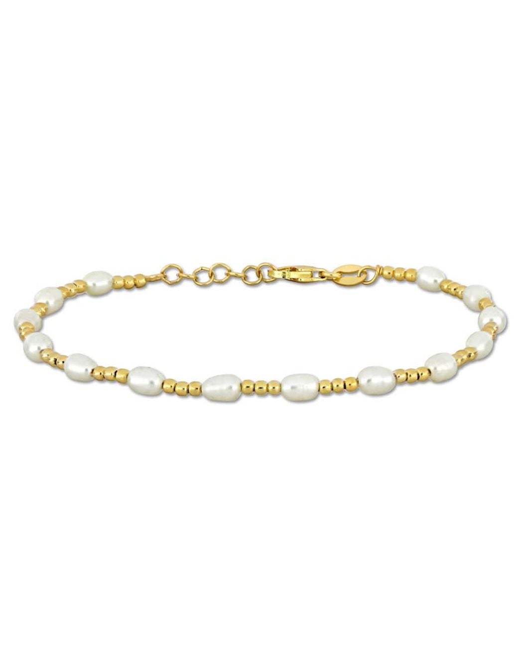 Amour Metallic 3.5-5 Mm Cultured Freshwater Pearl And Bead Station Bracelet