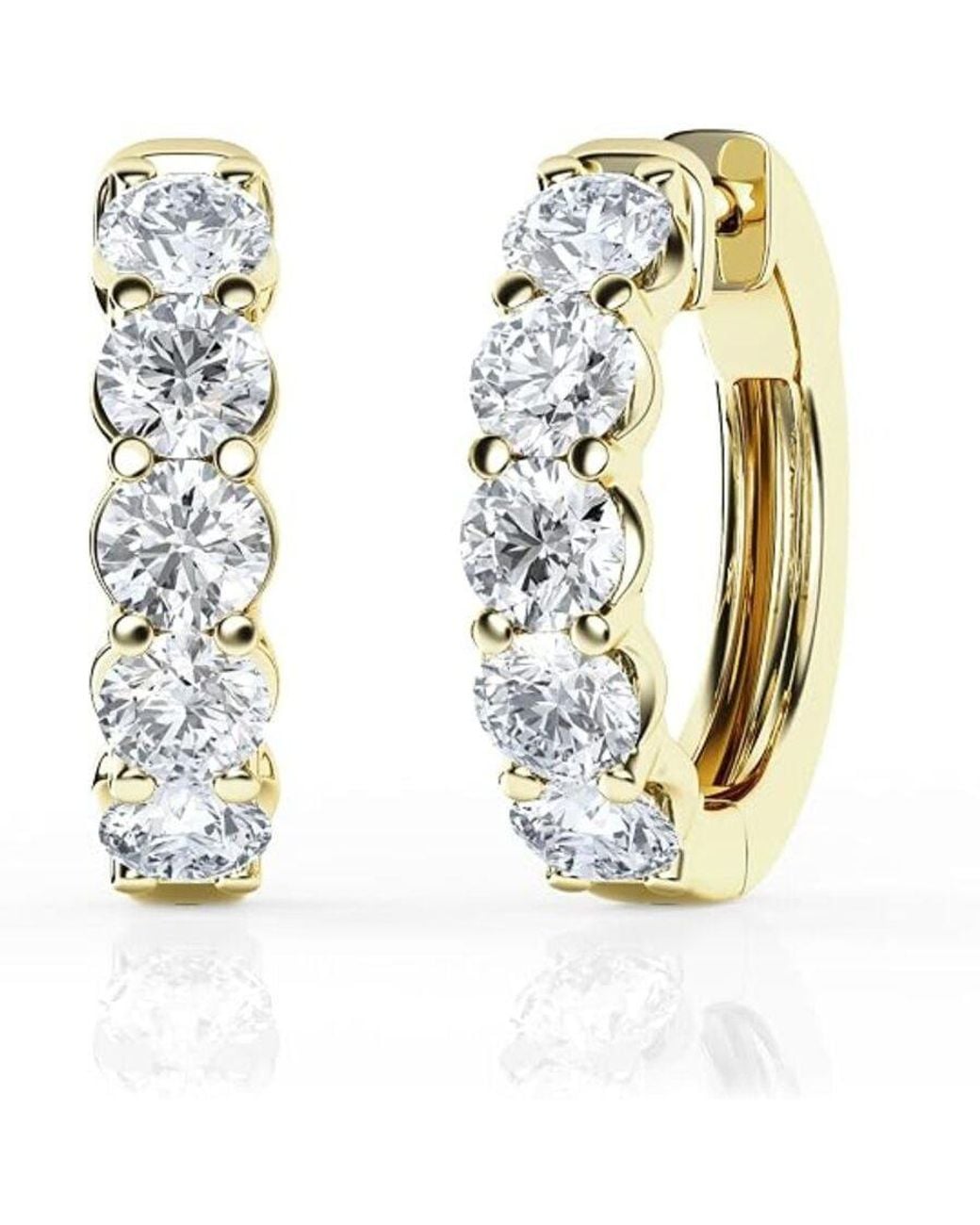 Brilliant Diamond Metallic 2.00 Carat Round Lab Grown Diamond Huggie Hoop Earrings for men