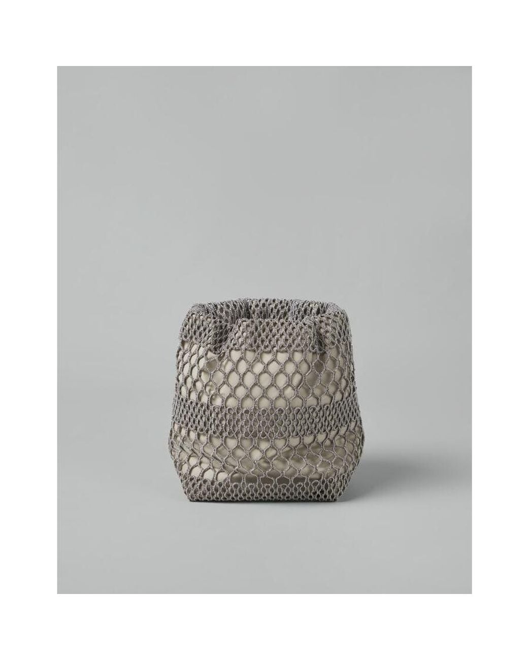 Brunello Cucinelli Gray Mesh Pouch Bag for men
