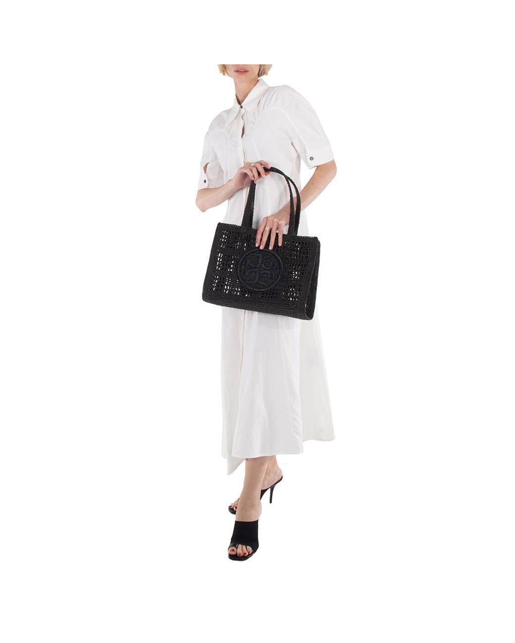 Tory Burch Black Small Hand-Crochete Ella Tote Bag for men