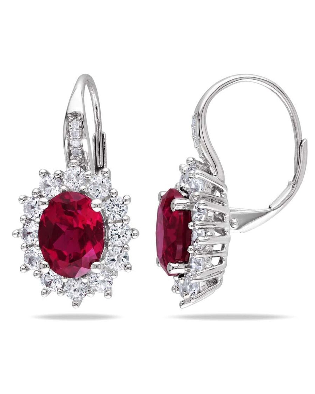 Amour Red 8 Ct Tgw Created Ruby And Sapphire Leverback Earrings for men