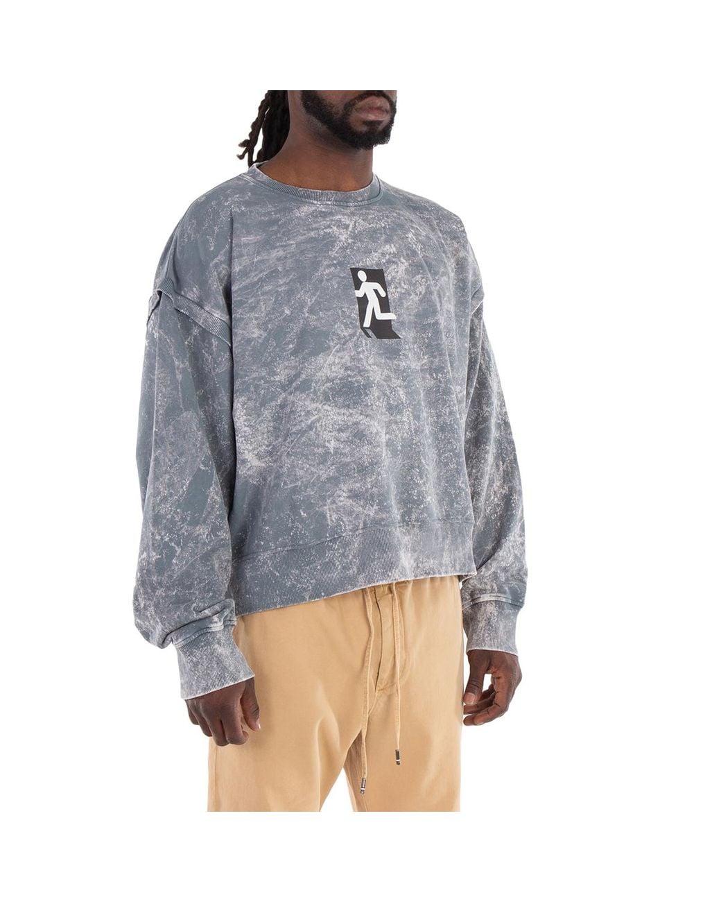 Etudes Studio Blue Marathon Runner Print Washed Sweatshirt for men