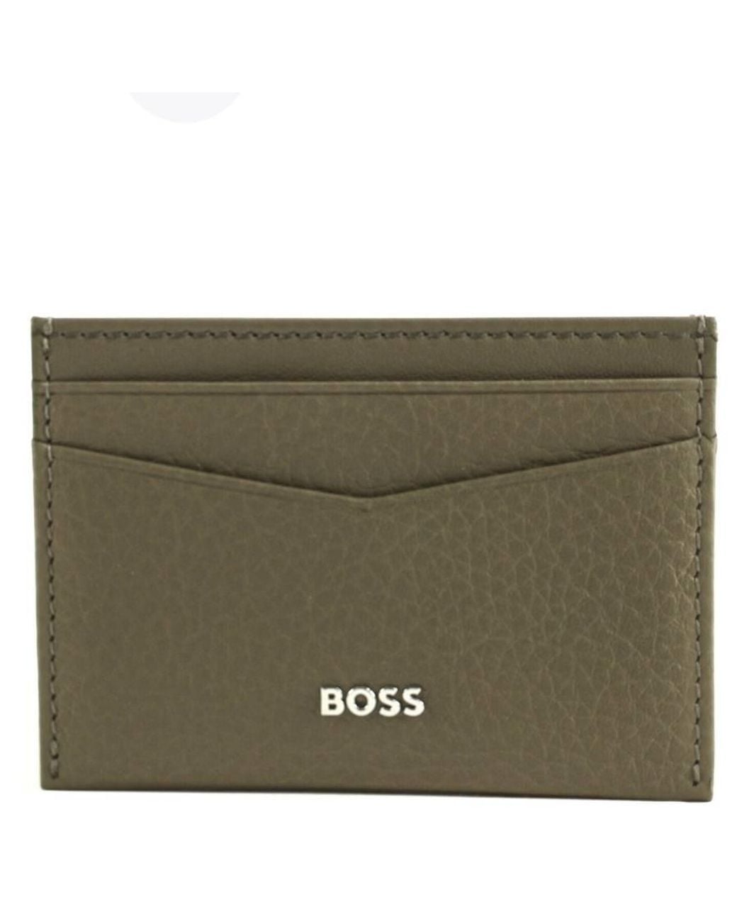 Boss Green Metal Logo Crosstown Leather Card Holder for men