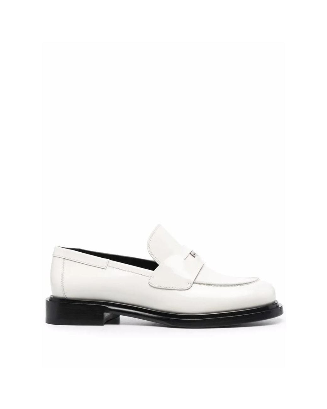 Ferragamo White Ladies Loafers, Us