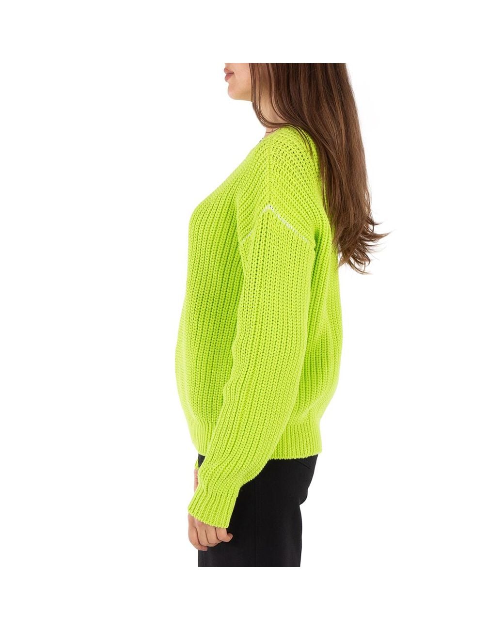 MM6 by Maison Margiela Green Ribbed Knit Crew Neck Sweater