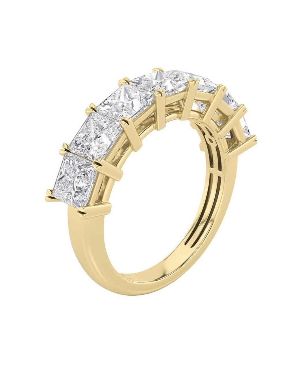 Mure And Co Blue 3Ctw Princess Shaped Lab Grown Diamond (F/Vs) Seven Stone Band Ring for men