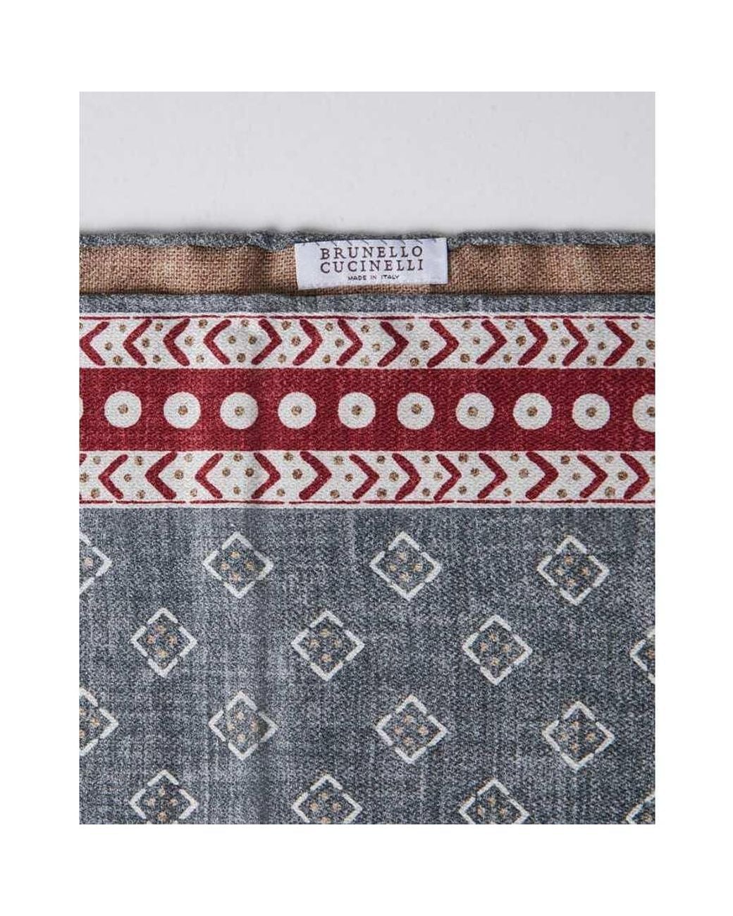 Brunello Cucinelli Metallic Silk Patterned Pocket Square for men